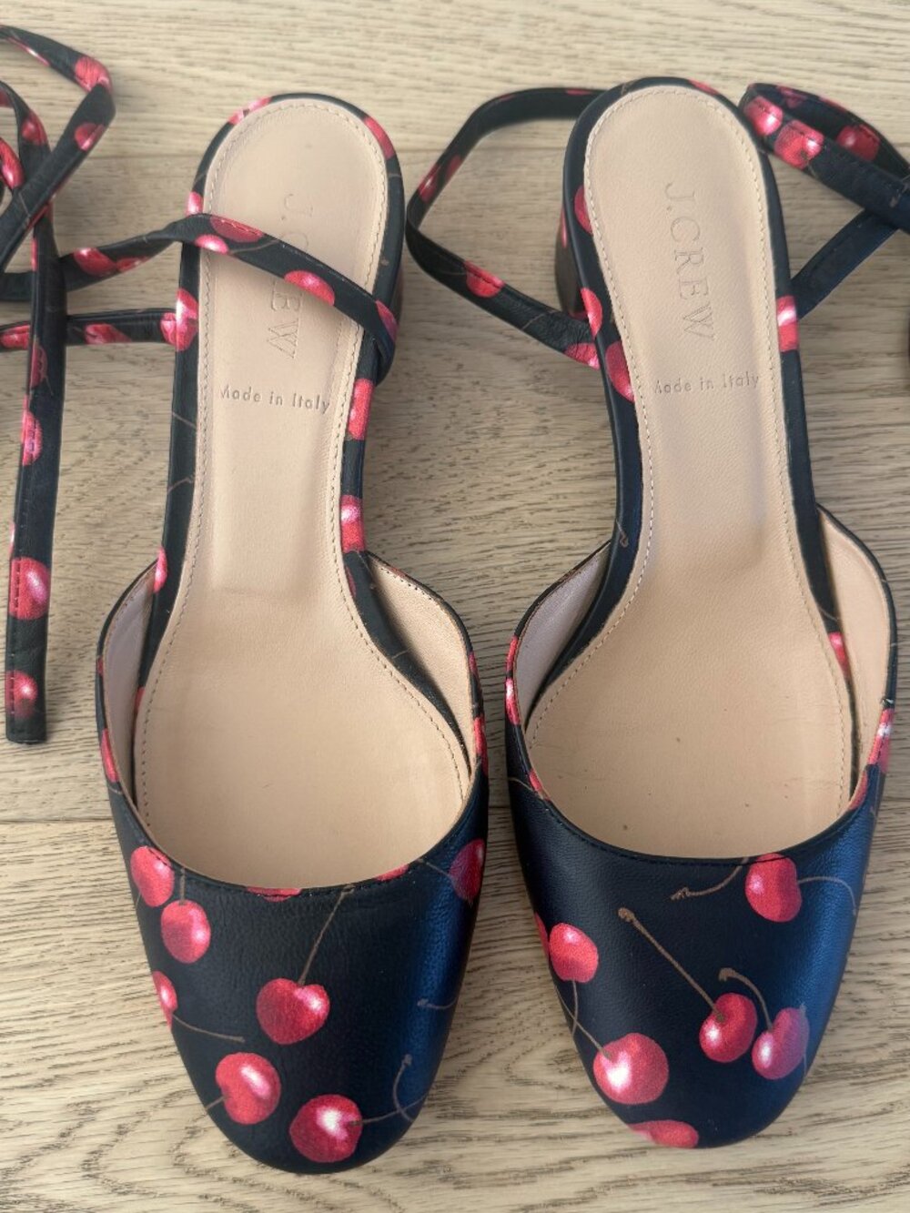 J. Crew Cherry Ankle Wrap Heel Sandals